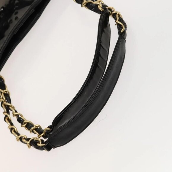 CHANEL COCO Mark Chain Tote Bag Patent leather Black Gold CC - Picture 12 of 16